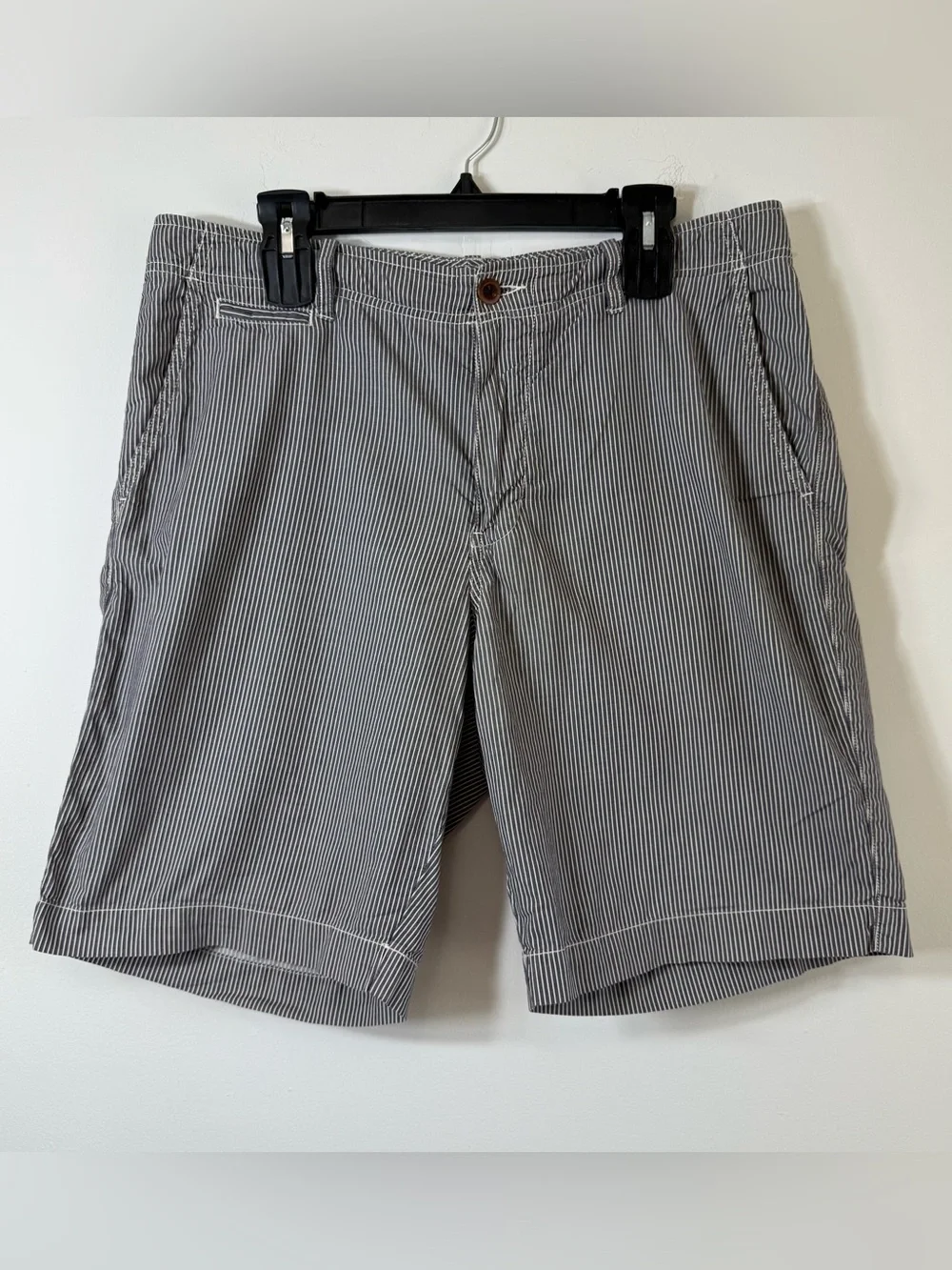 J.Crew Mens 34W Striped Field Shorts Flat Front 100% Cotton
